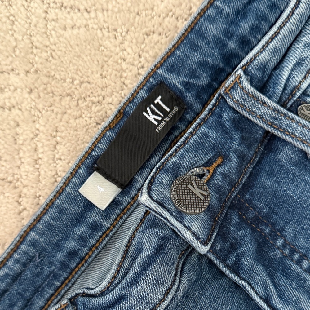 Kut from the Kloth Distressed Blue Ankle Jeans - Picture 2 of 5